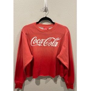 COCA COLA Logo Ombre Red Sweatshirt Crop Top